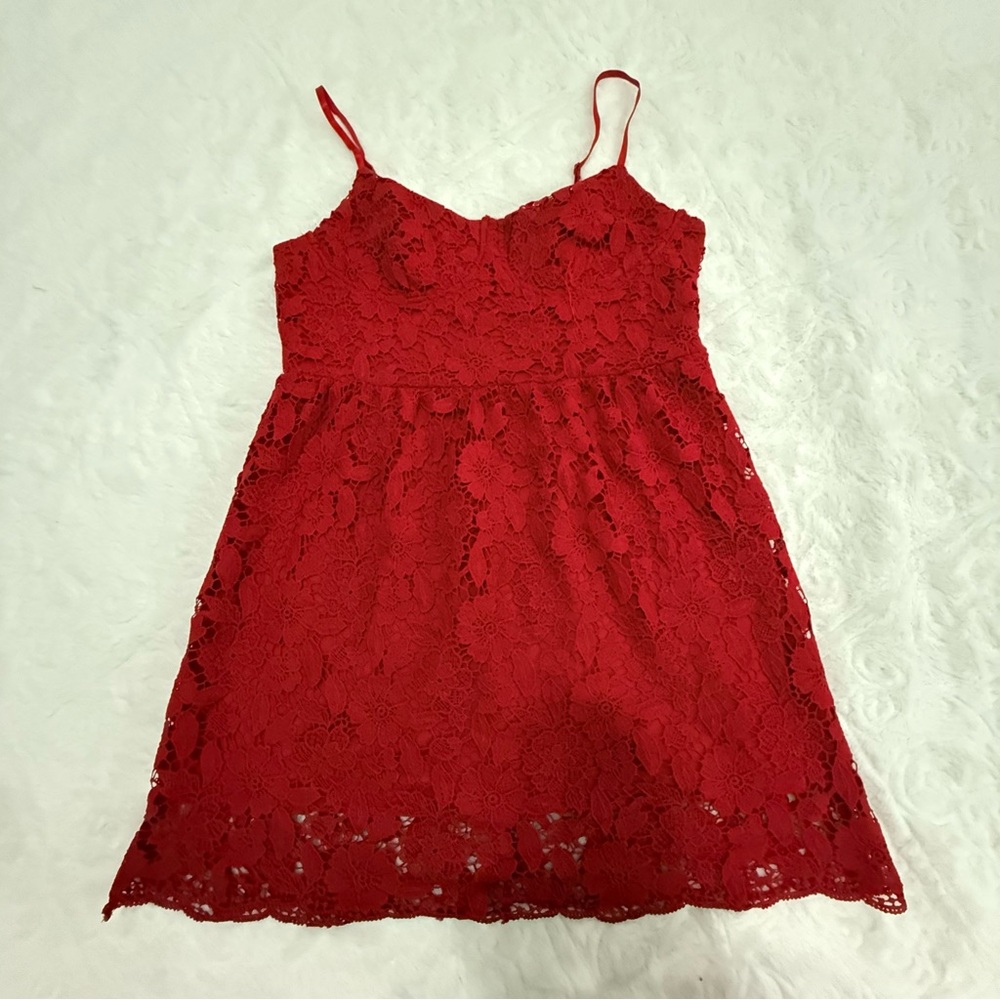 Elegant Red Lace Kids Dress